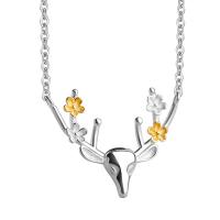 Sterling Silver Jewelry Necklace, 925 Sterling Silver, Deer, plated, fashion jewelry & for woman Approx 17.7 Inch 