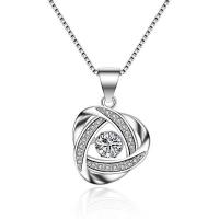 Cubic Zircon Micro Pave Sterling Silver Necklace, 925 Sterling Silver, platinum plated, micro pave cubic zirconia & for woman & hollow Approx 17.7 Inch 