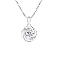 Cubic Zircon Micro Pave Sterling Silver Necklace, 925 Sterling Silver, platinum plated, micro pave cubic zirconia & for woman Approx 17.7 Inch 