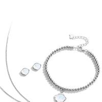 Sterling Silver Bracelets, 925 Sterling Silver, with White Shell, plated, fashion jewelry & for woman 180mm 