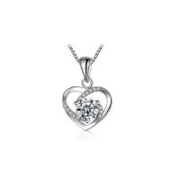 Cubic Zircon Micro Pave Sterling Silver Necklace, 925 Sterling Silver, platinum plated, micro pave cubic zirconia & for woman Approx 17.7 Inch 