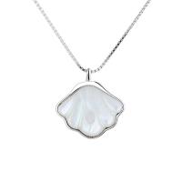 Sterling Silver Jewelry Necklace, 925 Sterling Silver, earring & necklace, with Shell, platinum plated & for woman Approx 17.7 Inch 
