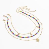 Fashion Multi Layer Necklace, Seedbead, with Plastic Pearl & Brass & Iron & Zinc Alloy, plated, multilayer & for woman 