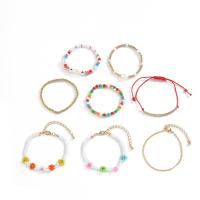 Glass Seed Beads Bracelets, Seedbead, with Plastic Pearl & Brass & Zinc Alloy & Acrylic, Bohemian style & for woman 