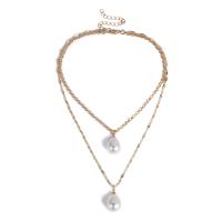 Fashion Multi Layer Necklace, Plastic Pearl, with Zinc Alloy & Acrylic & for woman 