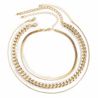 Fashion Multi Layer Necklace, Brass, with Aluminum, with 3.9inch extender chain, gold color plated, multilayer & snake chain & for woman Approx 11.8 Inch, Approx  13.7 Inch, Approx  15.7 Inch 