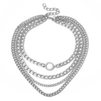 Fashion Multi Layer Necklace, Zinc Alloy, with Aluminum, with 2.7inch extender chain, platinum color plated, multilayer & for woman & with rhinestone Approx 15.5 Inch, Approx  18.1 Inch, Approx  19.6 Inch, Approx  21.2 Inch 