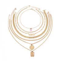 Fashion Multi Layer Necklace, Zinc Alloy, gold color plated, multilayer & for woman, 24mm, 23mm Approx 14 Inch 