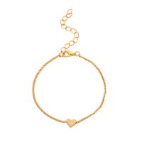 Brass Bracelets, Heart, gold color plated & for woman Approx 5.9 Inch 