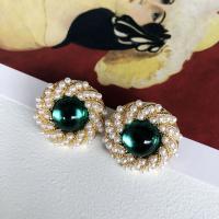 Plastic Pearl Zinc Alloy Earring, with Plastic Pearl & Acrylic, gold color plated, fashion jewelry & for woman 20-40mm 