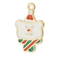 Zinc Alloy Christmas Pendants, Bear, gold color plated, Unisex & enamel, mixed colors Approx 1mm, Approx 