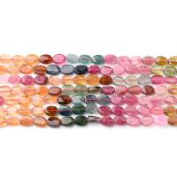 Бусины природных турмалин, Турмалин, Плоская овальная форма, DIY & разный размер для выбора, разноцветный, длина:Приблизительно 14.96 дюймовый, продается Strand