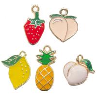 Zinc Alloy Fruit Shape Pendants, gold color plated, DIY & enamel, mixed colors 