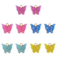 Acrylic Zinc Alloy Pendant, with Acrylic, Butterfly, gold color plated, DIY 5-7mm 