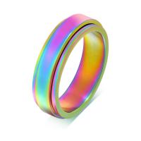 304 Stainless Steel Finger Ring, plated, Unisex multi-colored, 6mm 