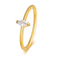 Cubic Zirconia anillo de dedo de acero inoxidable, acero inoxidable 304, con cúbica circonia, Joyería & diverso tamaño para la opción & para mujer, dorado, 6mm, Vendido por UD