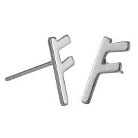 Stainless Steel Stud Earring, 304 Stainless Steel, Letter F, fashion jewelry & for woman, original color 