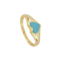 Палец кольцо-латунь, Латунь, плакирован золотом, разные стили для выбора & Женский & эмаль, размер:7, продается PC