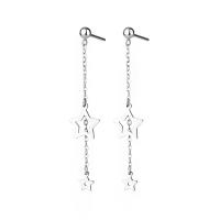 Sterling Silver Drop Earring, 925 Sterling Silver, Star, plated, for woman 46mm 