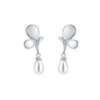 Sterling Silver Pearl Drop Earring, 925 Sterling Silver, with Shell Pearl & White Shell, plated, polished & for woman 