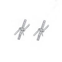 Sterling Silver Cubic Zirconia Earring, 925 Sterling Silver, plated, polished & micro pave cubic zirconia & for woman 