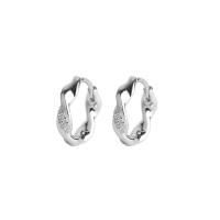 Sterling Silver Huggie Hoop Earring, 925 Sterling Silver, plated, polished & micro pave cubic zirconia & for woman 