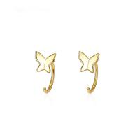 Sterling Silver Stud Earring, 925 Sterling Silver, Butterfly, plated, polished & for woman 