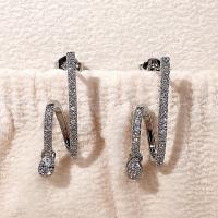 Cubic Zirconia Micro Pave Brass Earring, platinum color plated, micro pave cubic zirconia & for woman 