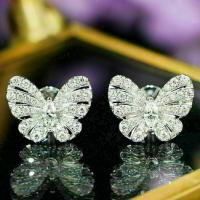 Cubic Zirconia Micro Pave Brass Earring, Butterfly, platinum color plated, micro pave cubic zirconia & for woman, 9mm 