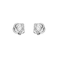 Sterling Silver Stud Earring, 925 Sterling Silver, Rose, plated, for woman & hollow 