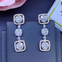 Cubic Zircon (CZ) Drop Earring, Brass, plated, micro pave cubic zirconia & for woman 33mm 
