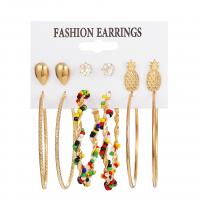 Zinc Alloy Earring Set, with Seedbead, 6 pieces & fashion jewelry & for woman & with rhinestone 
