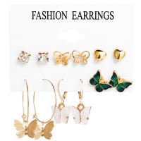 Zinc Alloy Earring Set, with Plastic Pearl & Acrylic, plated, 6 pieces & fashion jewelry & for woman & with rhinestone 