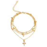 Zinc Alloy Anklet, with 2.56,1.97inch extender chain, fashion jewelry & for woman & with rhinestone Approx 8.86 Inch, Approx 9.17 Inch 