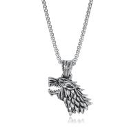 304 Stainless Steel Necklace, Wolf, Vacuum Ion Plating, fashion jewelry & for man 