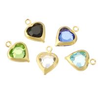 Cubic Zirconia Brass Pendants, Heart, gold color plated, fashion jewelry & DIY & micro pave cubic zirconia 
