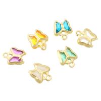 Cubic Zirconia Brass Pendants, Butterfly, gold color plated, fashion jewelry & DIY & micro pave cubic zirconia 