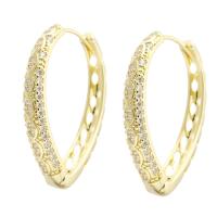 Cubic Zirconia Micro Pave Brass Earring, gold color plated, fashion jewelry & micro pave cubic zirconia & for woman, Crystal Gold 