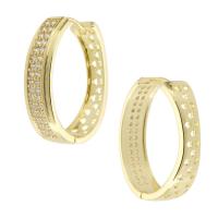 Cubic Zirconia Micro Pave Brass Earring, Round, gold color plated, fashion jewelry & micro pave cubic zirconia & for woman, golden 