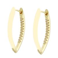 Brass Hoop Earring, gold color plated, fashion jewelry & micro pave cubic zirconia & for woman, golden 