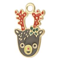 Zinc Alloy Christmas Pendants, Christmas Reindeer, gold color plated, Unisex & enamel, black Approx 3mm, Approx 