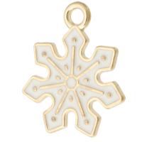 Zinc Alloy Christmas Pendants, Snowflake, gold color plated, Unisex & enamel, white Approx 2mm, Approx 