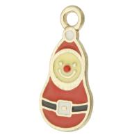 Zinc Alloy Christmas Pendants, Santa Claus, gold color plated, Unisex & enamel, red Approx 2mm, Approx 