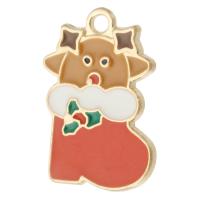 Zinc Alloy Christmas Pendants, gold color plated, Unisex & enamel, red Approx 2mm, Approx 