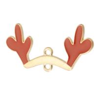 Enamel Zinc Alloy Connector, Antlers, gold color plated, DIY & 1/1 loop, red Approx 2mm, Approx 