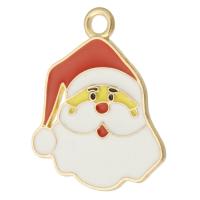 Zinc Alloy Christmas Pendants, Santa Claus, gold color plated, Unisex & enamel, mixed colors Approx 2.5mm, Approx 