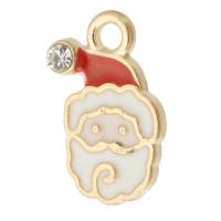 Zinc Alloy Christmas Pendants, Santa Claus, gold color plated, Unisex & enamel & with rhinestone, mixed colors Approx 2mm, Approx 