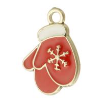 Zinc Alloy Christmas Pendants, Christmas Glove, gold color plated, Unisex & enamel, red Approx 2mm, Approx 