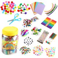 Plastic DIY Early Child Educational Toys, with Polypropylene Fiber Silk & Feather & PET & Wood & Iron, mixed colors 
