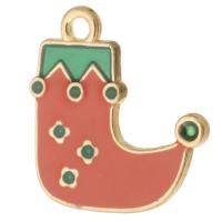 Zinc Alloy Christmas Pendants, gold color plated, Unisex & enamel, red Approx 2mm, Approx 